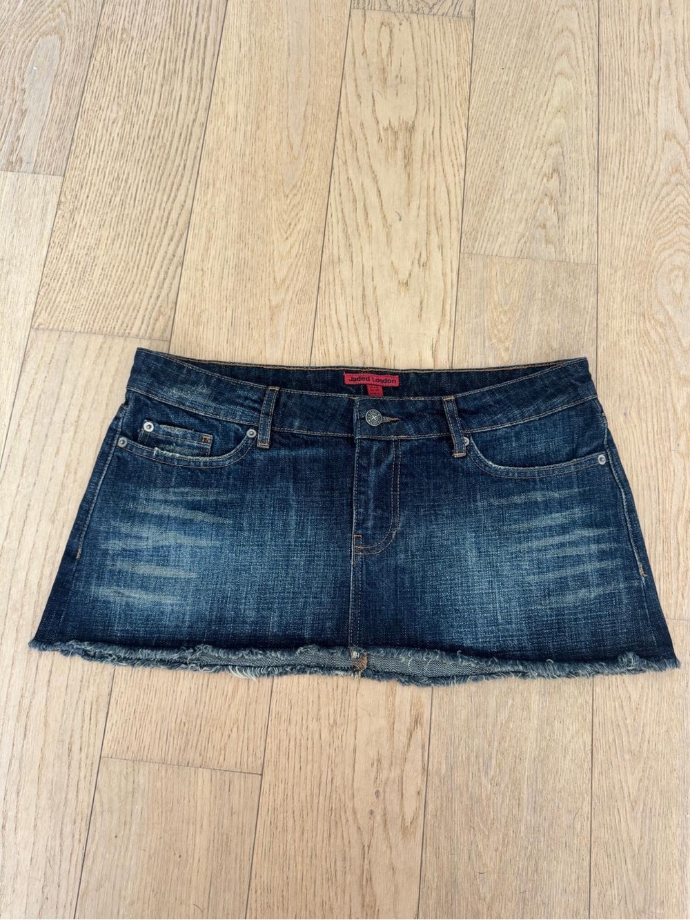 Jaded London Dark Blue Distressed Denim Mini Skirt